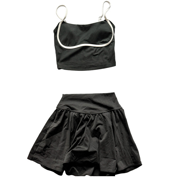 Gilly Hicks Dresses & Skirts - Gilly Hicks Athletic tennis set recharge Cami crop tank + tennis skirt xxs black